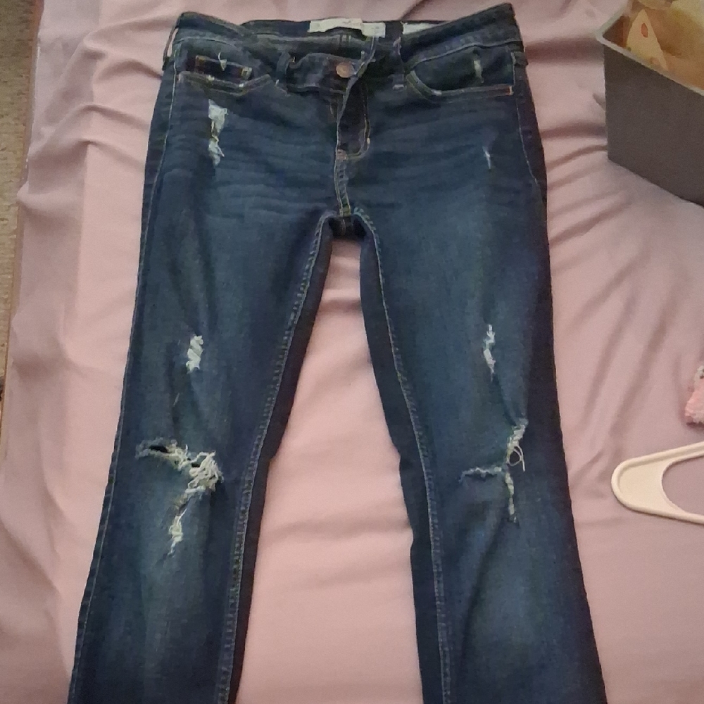 Hollister Dark Blue Distressed Skinny Jeans